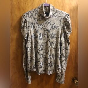 Snakeskin Print Turtleneck Top XL
